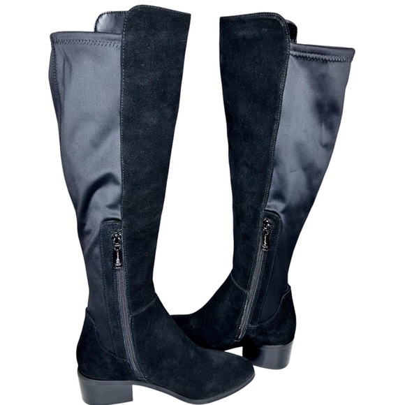 Blondo NEW Gallo Knee High Black Suede Boots Block Heel SZ 6.5 Waterproof - Picture 9 of 16